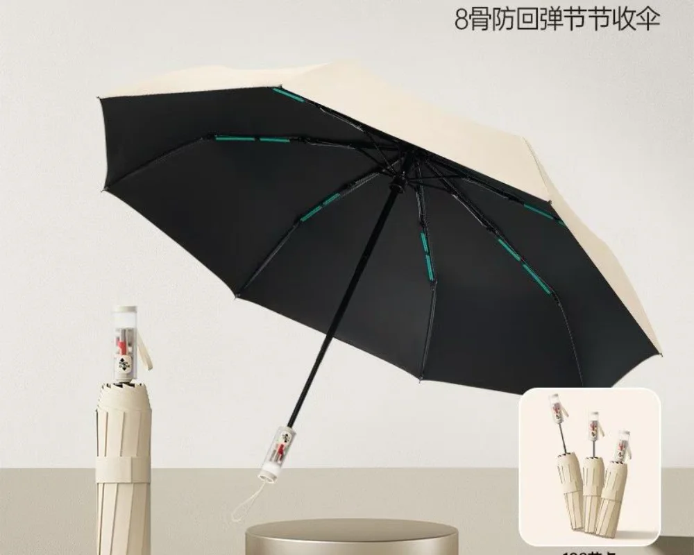 Guarda-chuva dobrável automático com revestimento preto à prova de sol