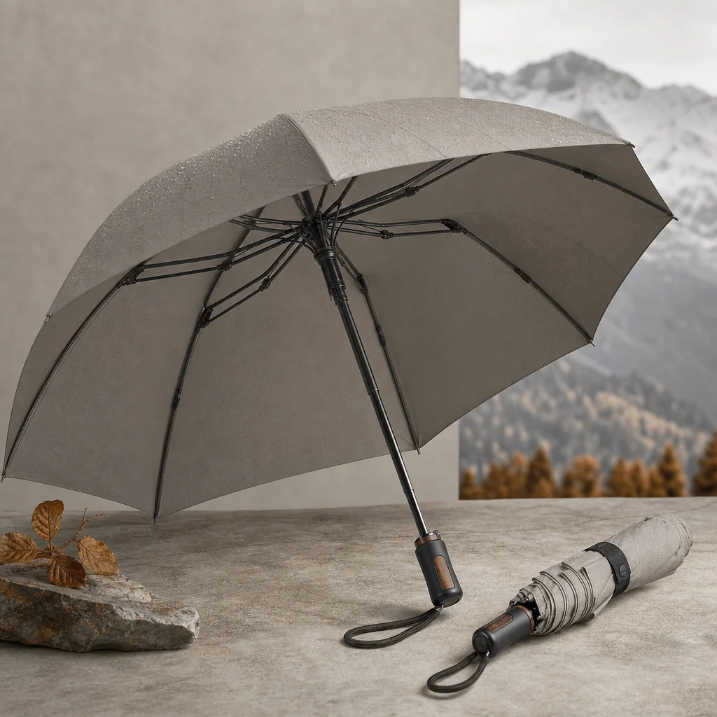 Alpine Neutral Utility folding umbrella concept for Switzerland 2026 Autumn/Winter