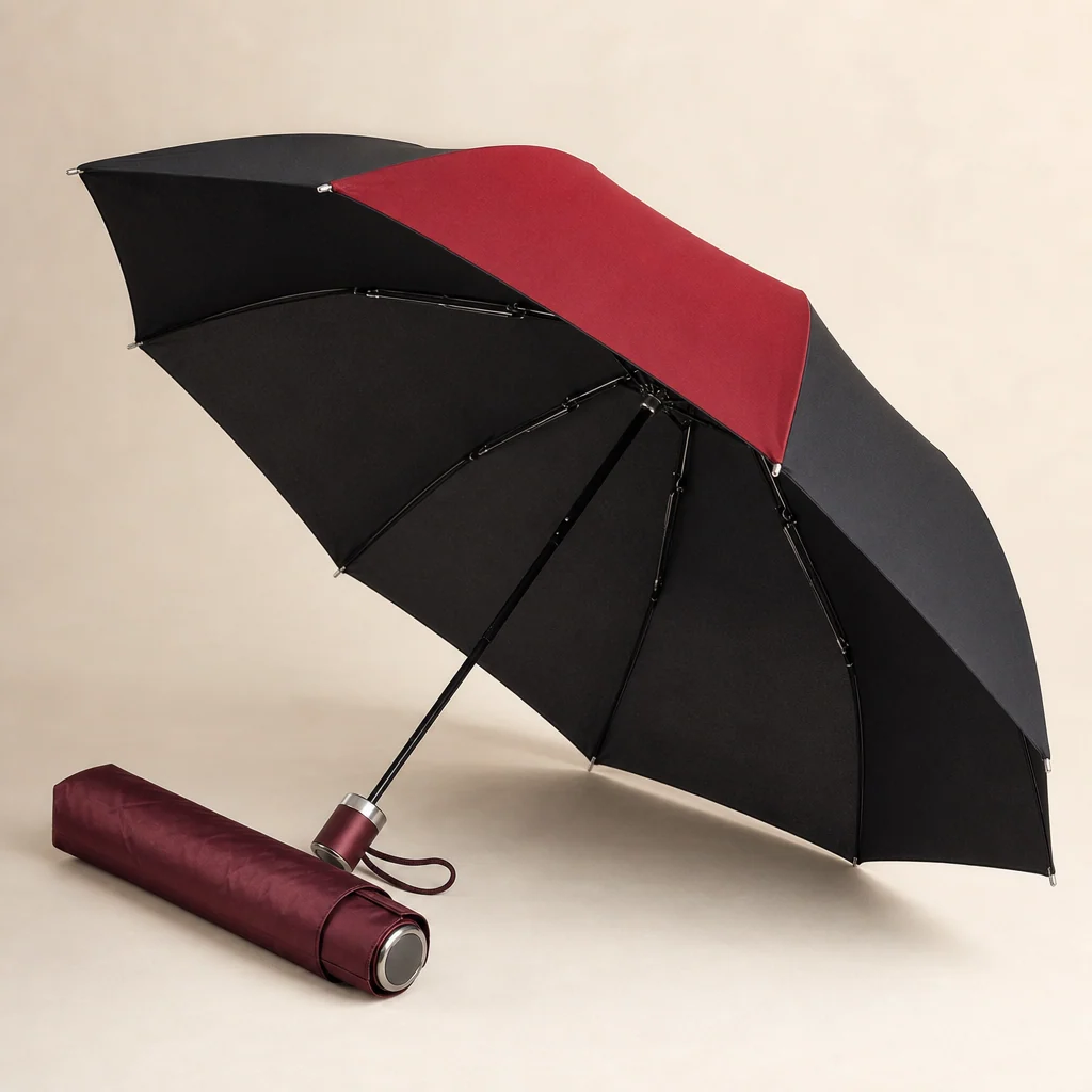 Berry and Scarlet Accent folding umbrella concept for Italy 2026 Autumn/Winter