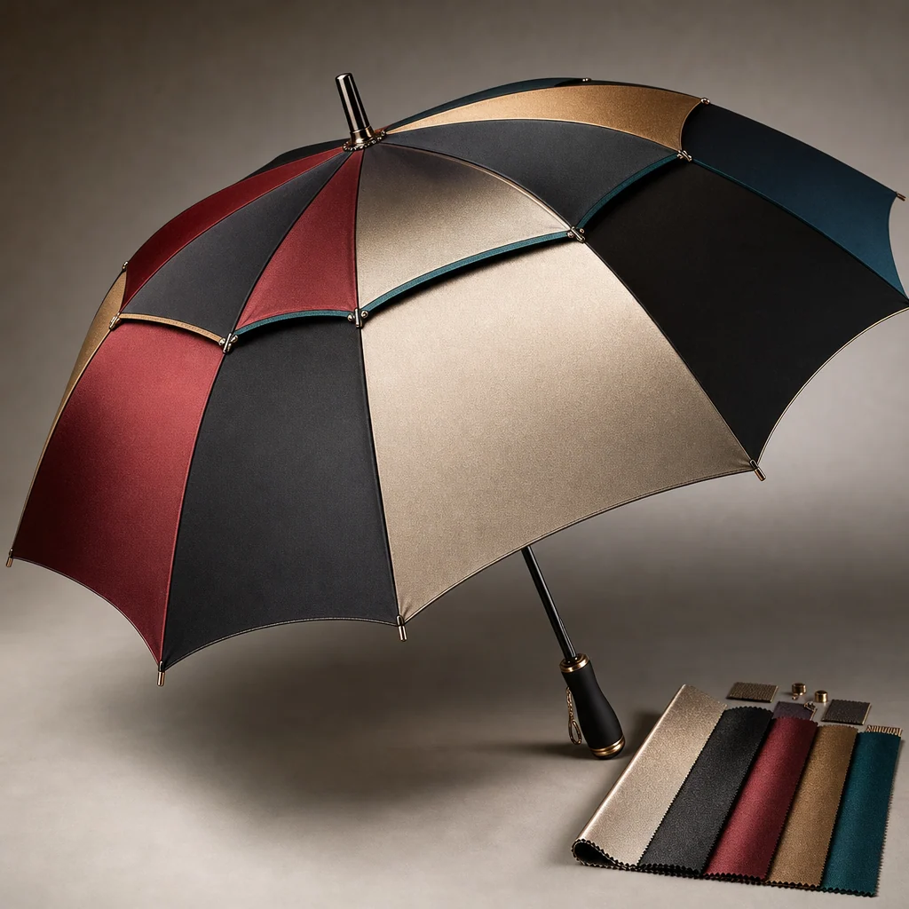 Cinematic Glamour Metallics golf umbrella concept for India 2026 Autumn/Winter