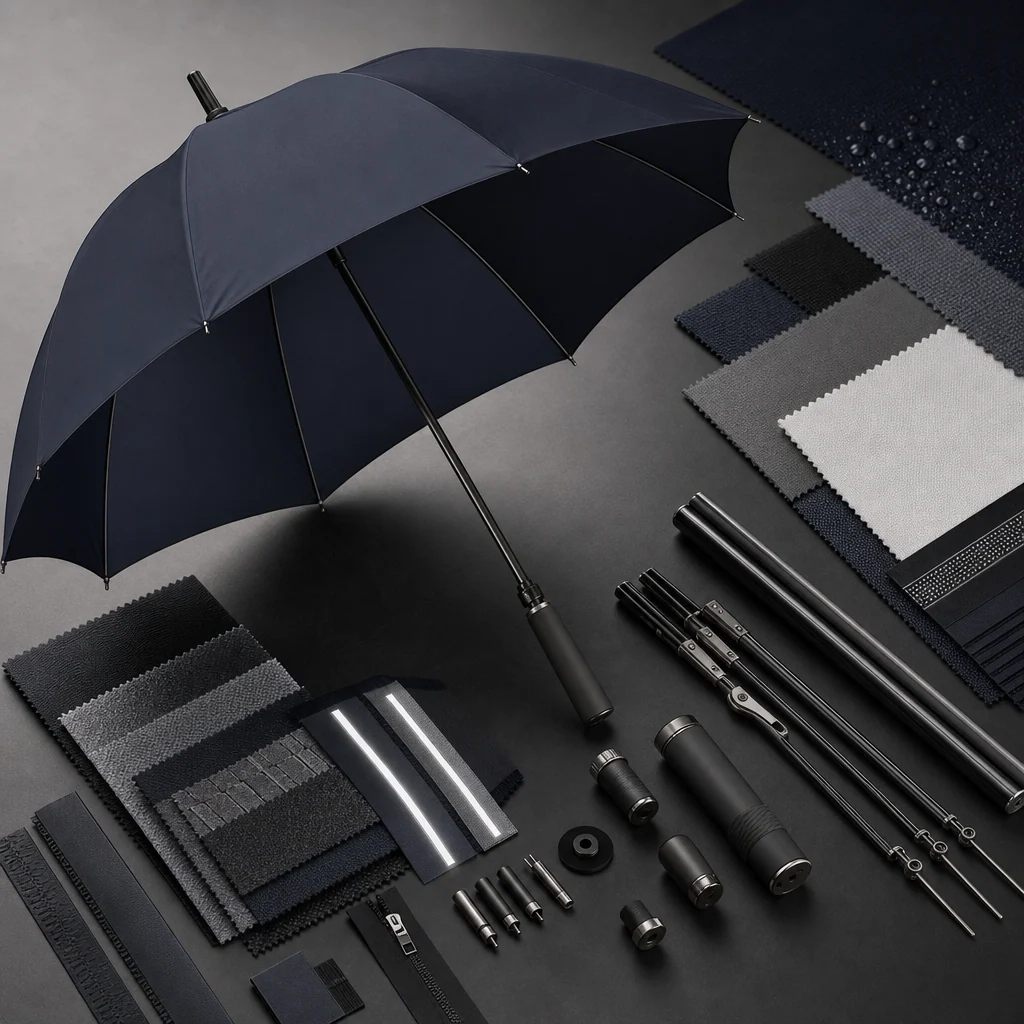 Dark Winter Retail Utility trend visual for Russia 2026 Autumn/Winter umbrella design
