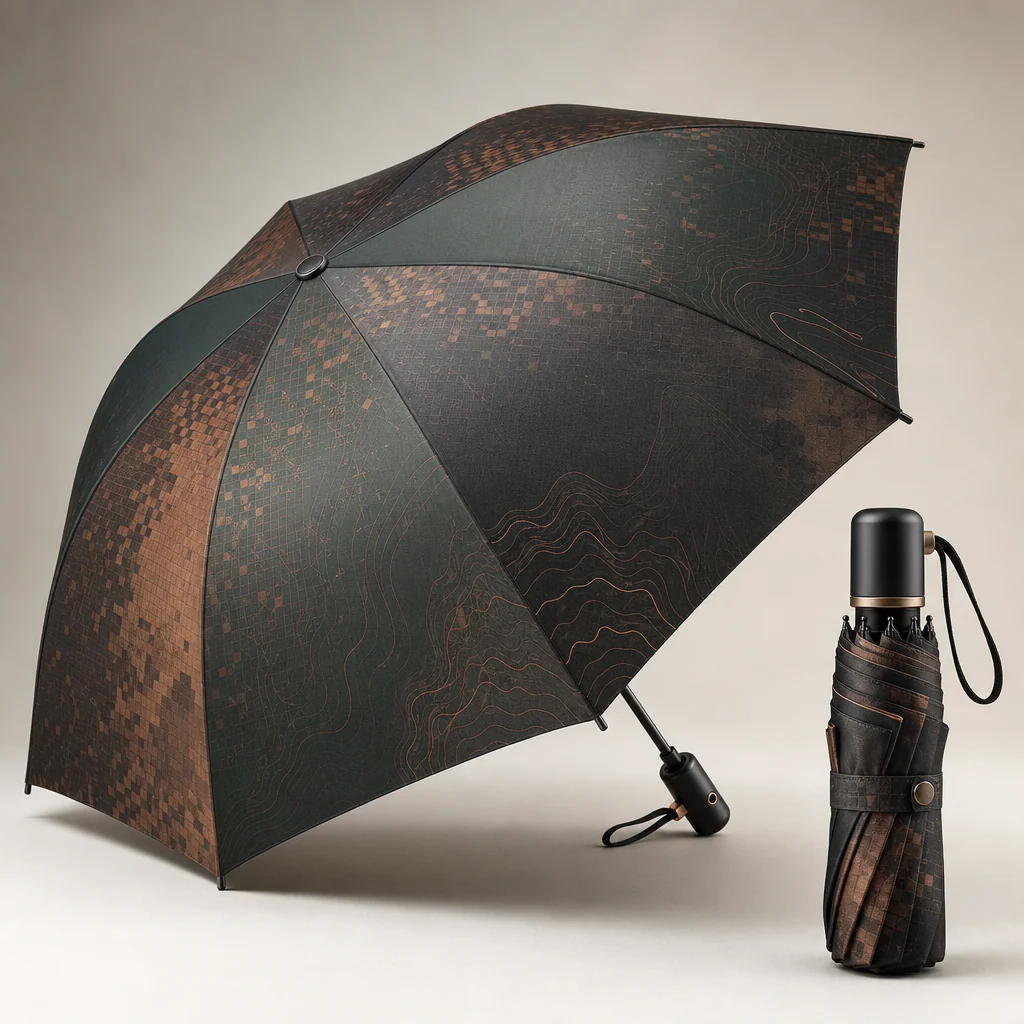 Earthly Digital Commerce folding umbrella concept for Indonesia 2026 Autumn/Winter