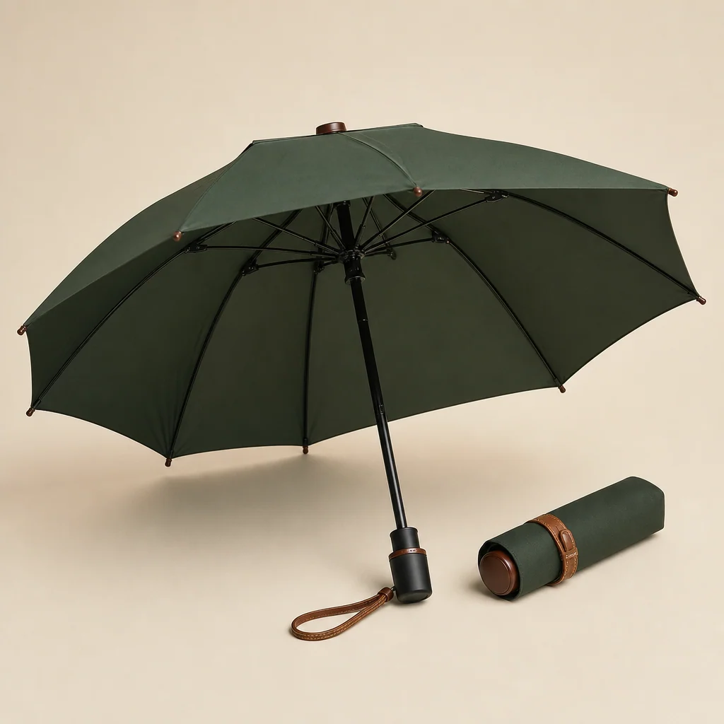 Equestrian Cordovan folding umbrella concept for France 2026 Autumn/Winter