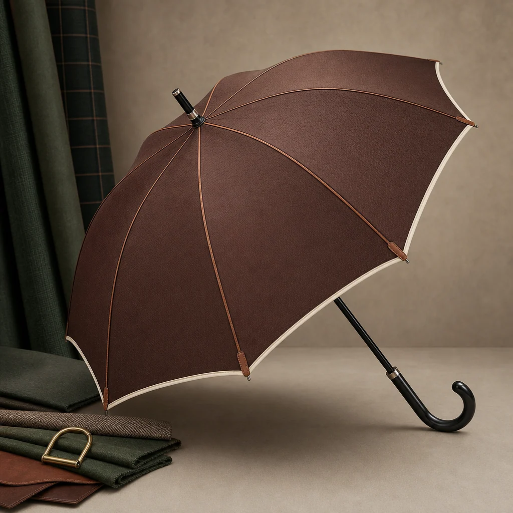 Equestrian Cordovan straight umbrella concept for France 2026 Autumn/Winter
