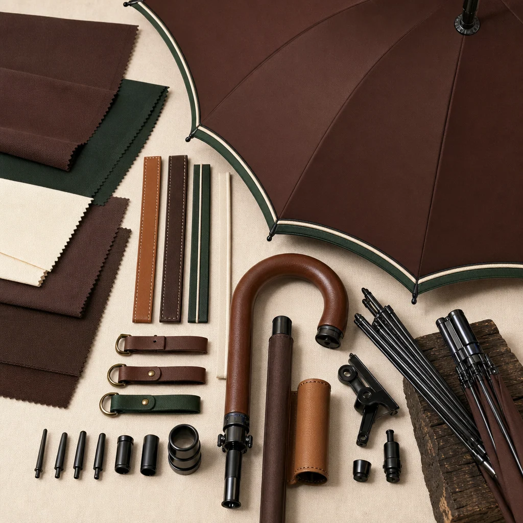 Equestrian Cordovan trend visual for France 2026 Autumn/Winter umbrella design