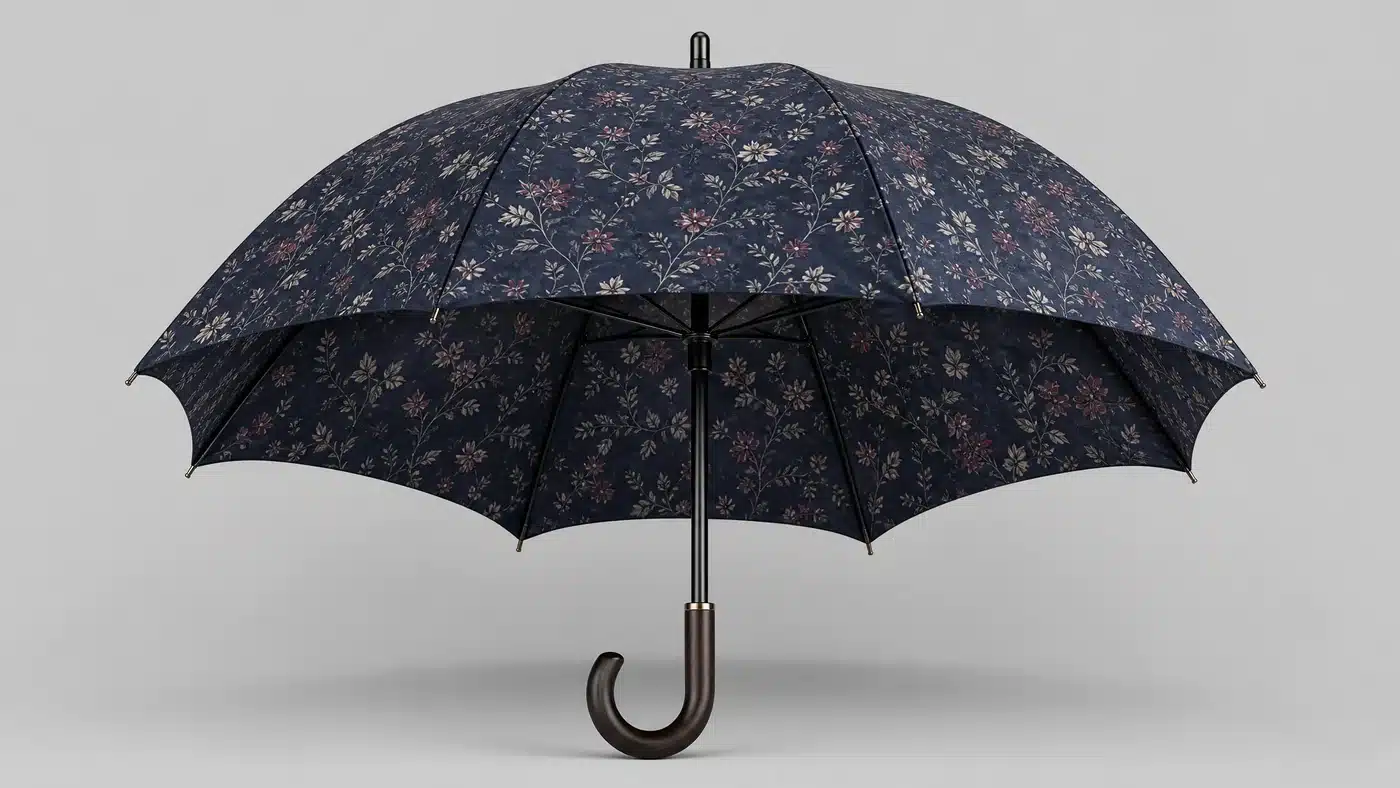 Concept de grand parapluie à silhouette florale pour le marché français de 2026