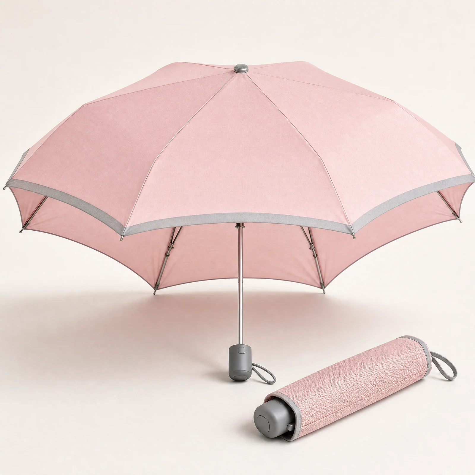 Heartfelt Pink x Soft Grey folding umbrella concept for Japan 2026 autumn winter