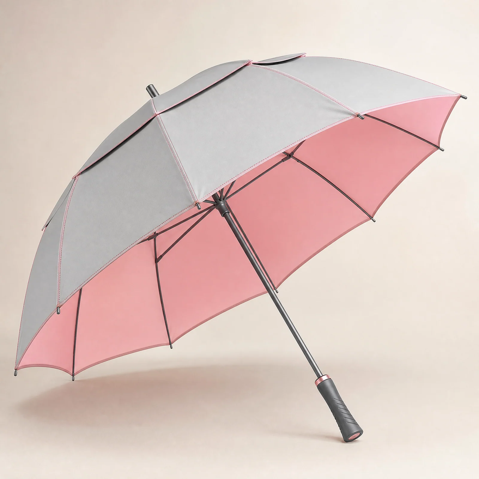 Heartfelt Pink x Soft Grey golf umbrella concept for Japan 2026 autumn winter