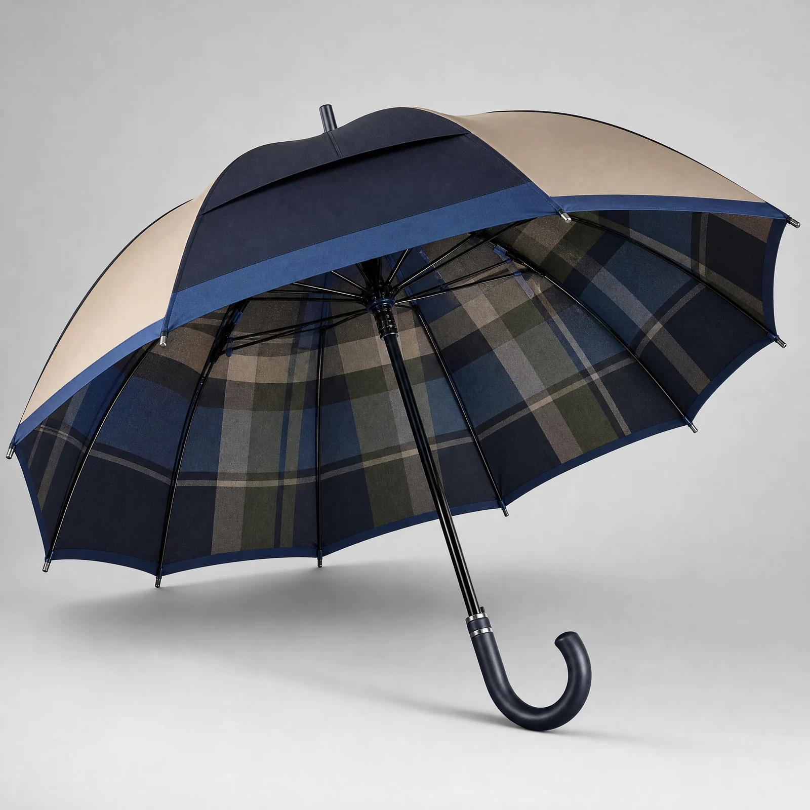 Heritage Check x Raincoat Blue golf umbrella concept for UK 2026 autumn winter