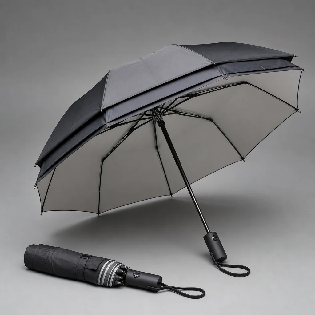 K-Fashion Monochrome Layer folding umbrella concept for South Korea 2026 Autumn/Winter