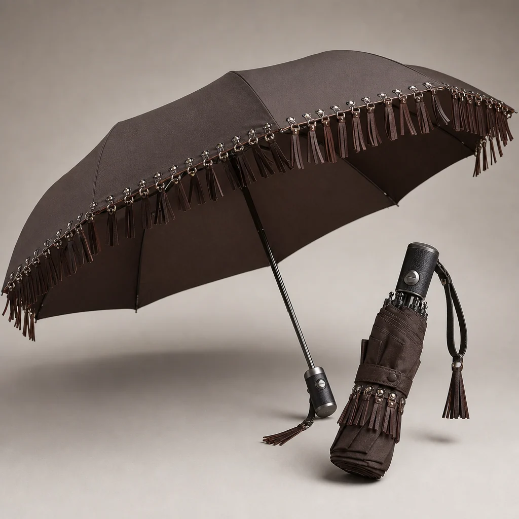Leather Fringe Hardware folding umbrella concept for Australia 2026 Autumn/Winter