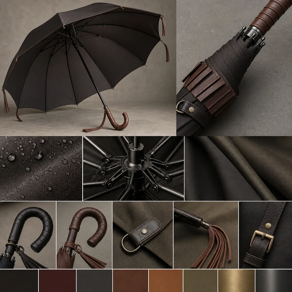 Leather Fringe Hardware trend visual for Australia 2026 Autumn/Winter umbrella design
