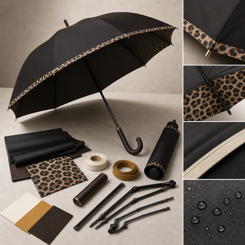 Leopard Trim Accent trend visual for Russia 2026 Autumn/Winter umbrella design