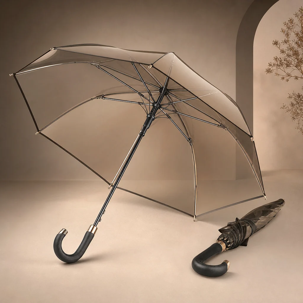 Luxury Hospitality Clear folding umbrella concept for Saudi Arabia 2026 Autumn/Winter