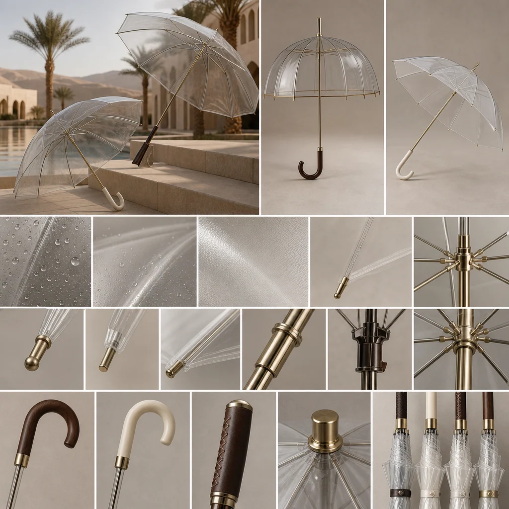 Luxury Hospitality Clear trend visual for Saudi Arabia 2026 Autumn/Winter umbrella design
