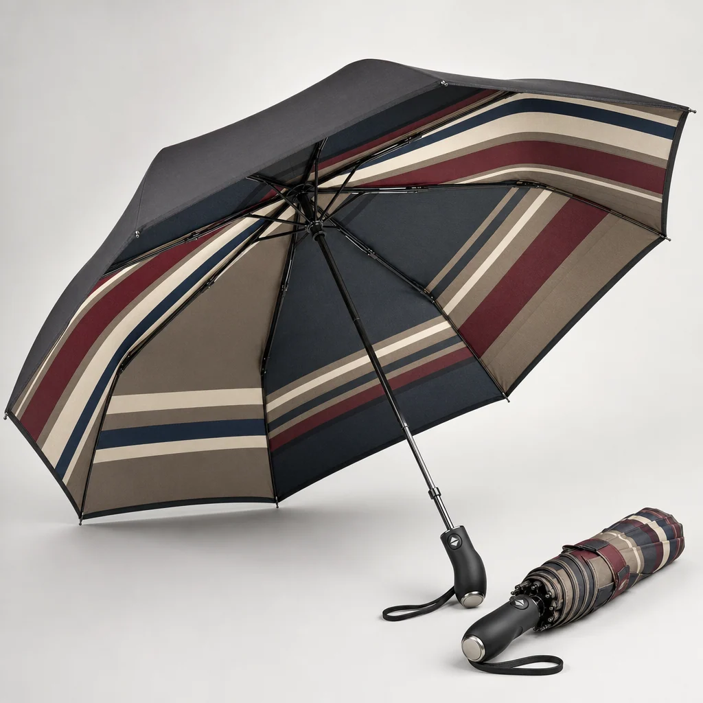 Madrid Stripe Contrast folding umbrella concept for Spain 2026 Autumn/Winter