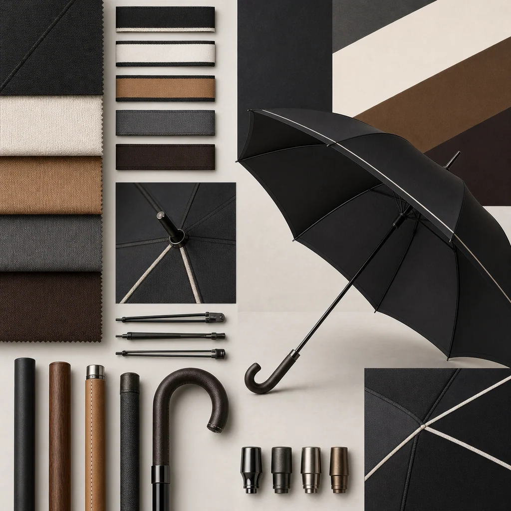 Milan Tailored Geometry trend visual for Italy 2026 Autumn/Winter umbrella design
