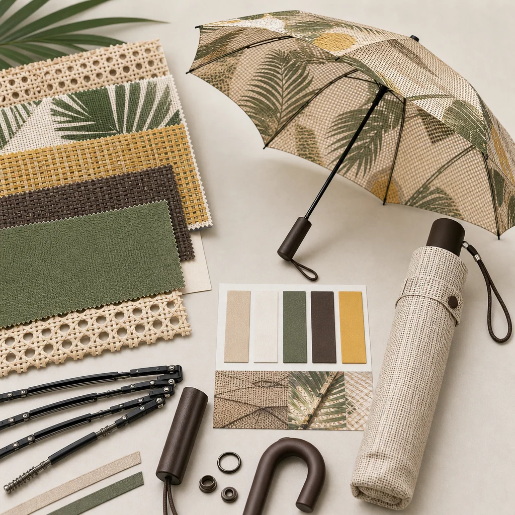 Open-Weave Tropical Texture trend visual for Brazil 2026 Autumn/Winter umbrella design
