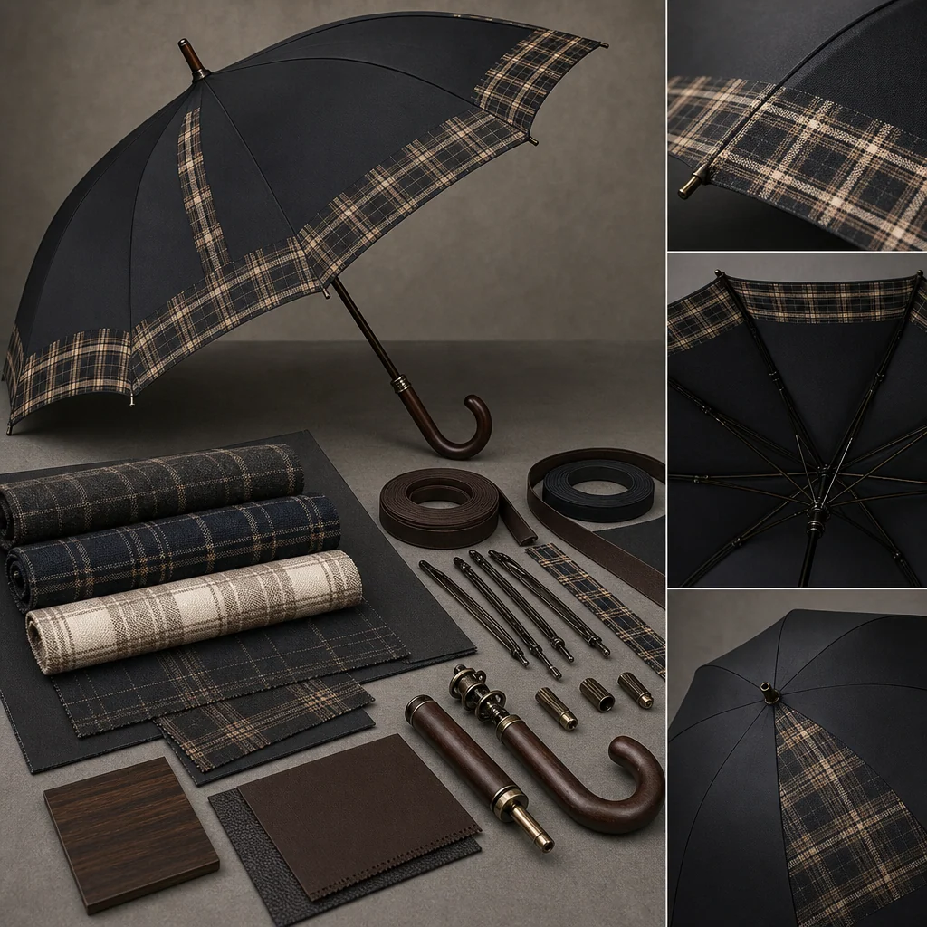 Paris Check Tailoring trend visual for France 2026 Autumn/Winter umbrella design