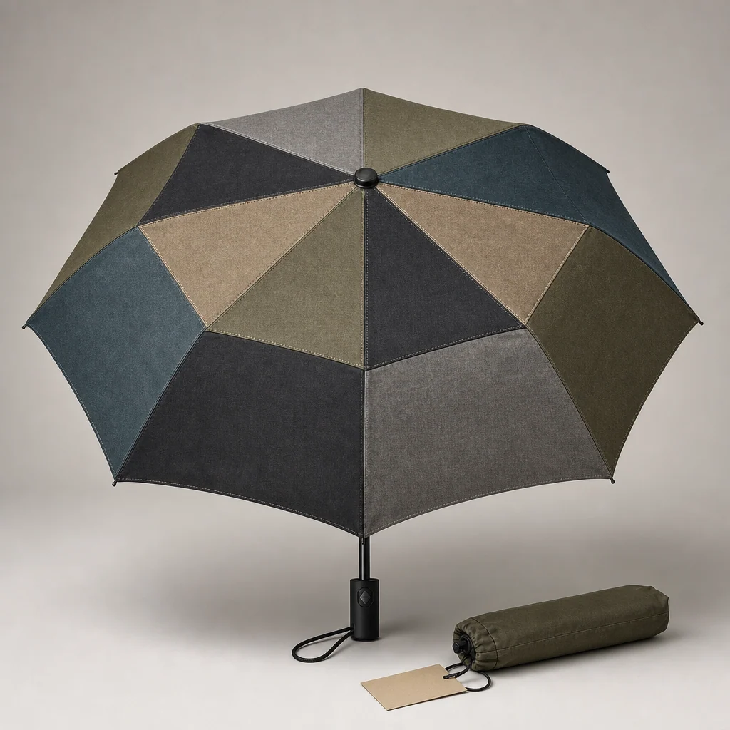 Reused Fabric Patchwork folding umbrella concept for Germany 2026 Autumn/Winter