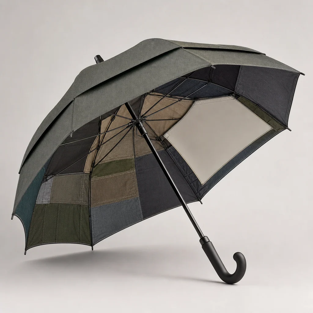 Reused Fabric Patchwork golf umbrella concept for Germany 2026 Autumn/Winter