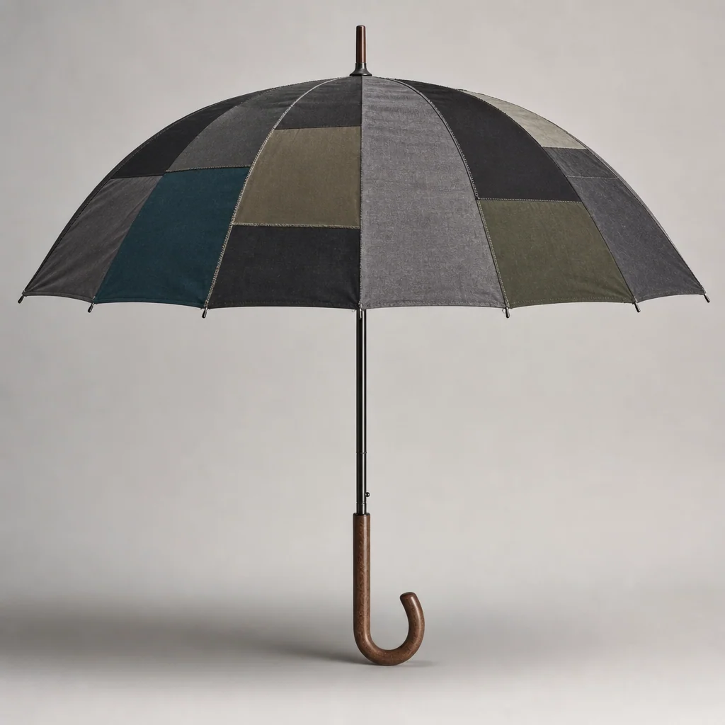 Reused Fabric Patchwork straight umbrella concept for Germany 2026 Autumn/Winter