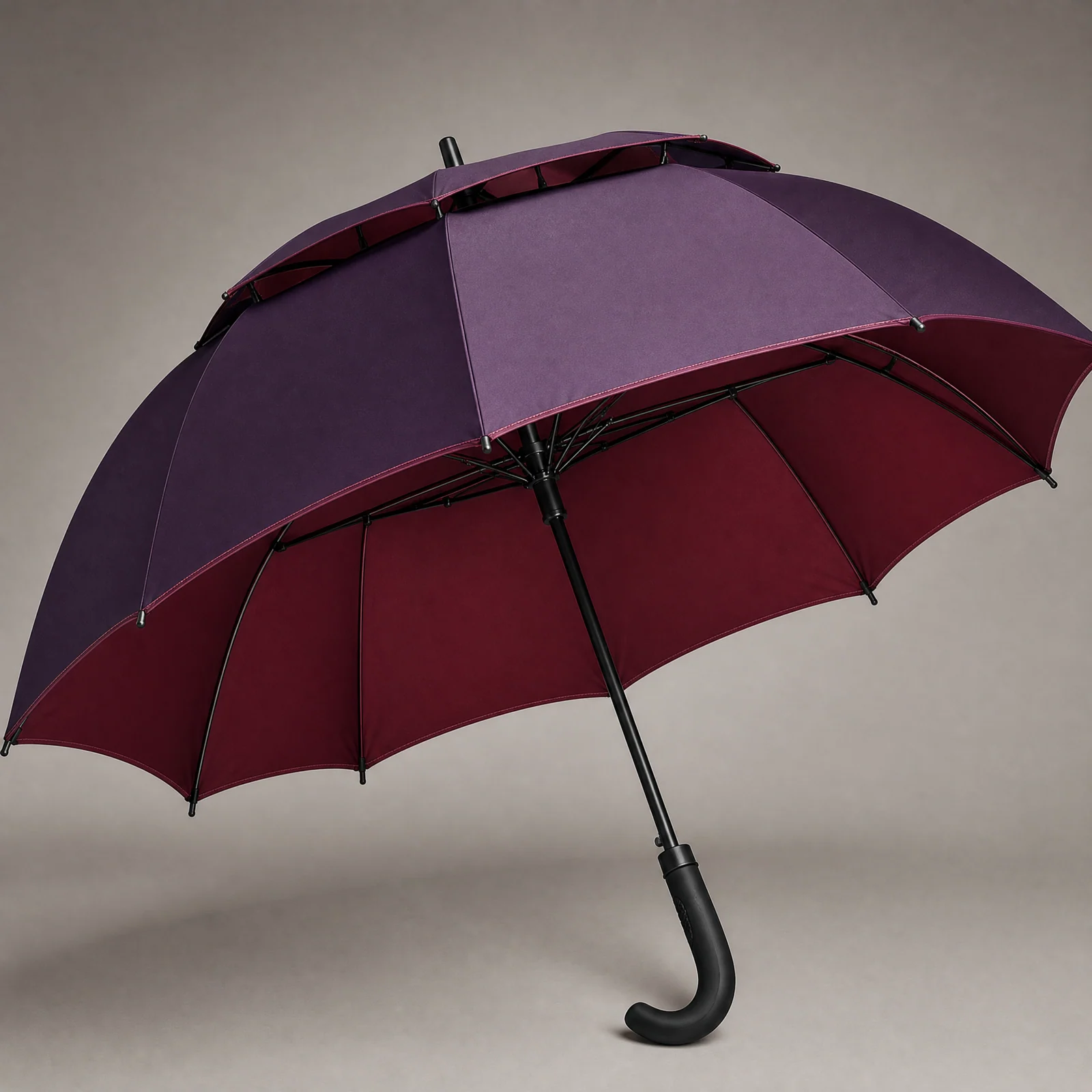Royal Purple and Cranberry Romance golf umbrella concept for UK 2026 autumn winter