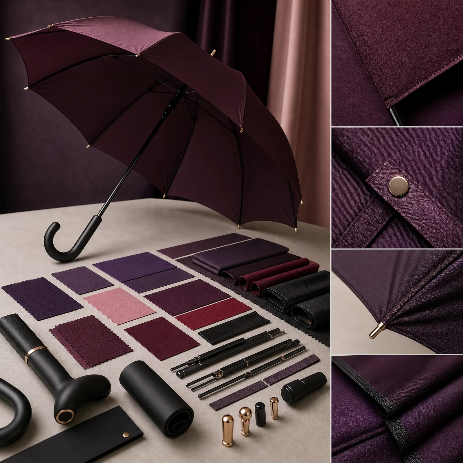 Royal Purple and Cranberry Romance trend visual for UK 2026 autumn winter umbrella design
