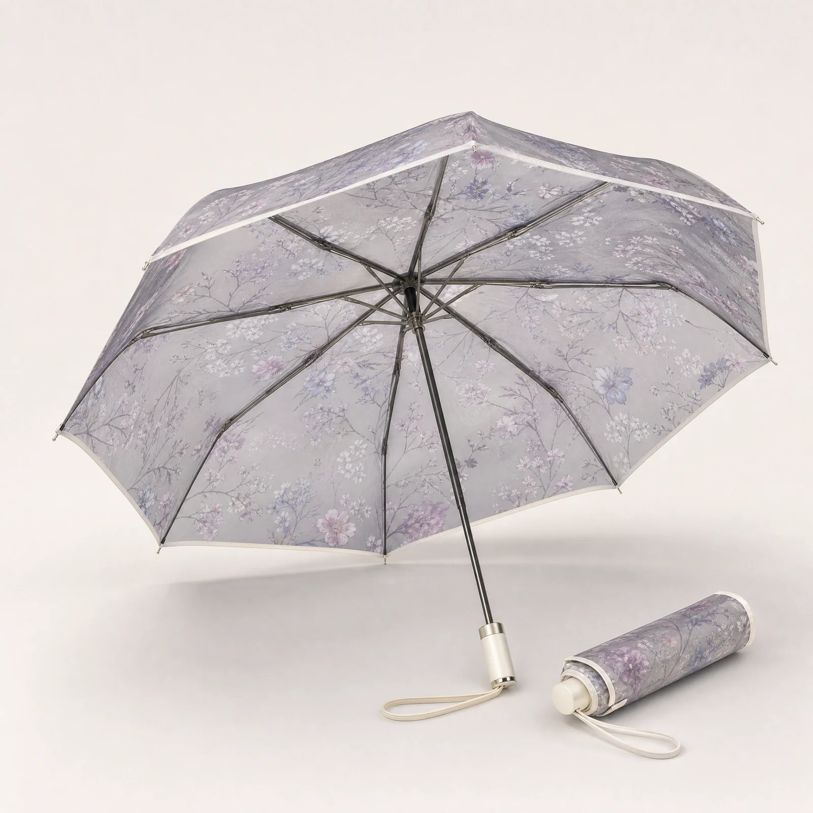 Sheer Winter Floral folding umbrella concept for UK 2026 autumn winter