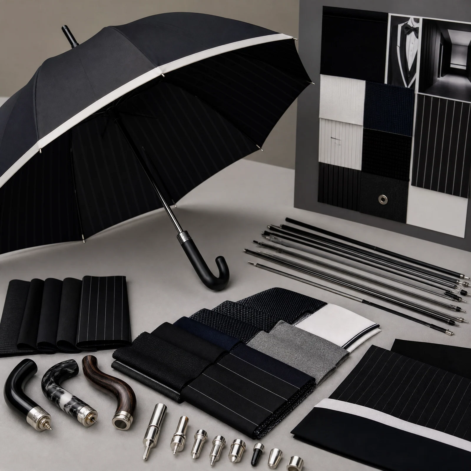 Tuxedo Rain Tailoring trend visual for United States 2026 Autumn/Winter umbrella design