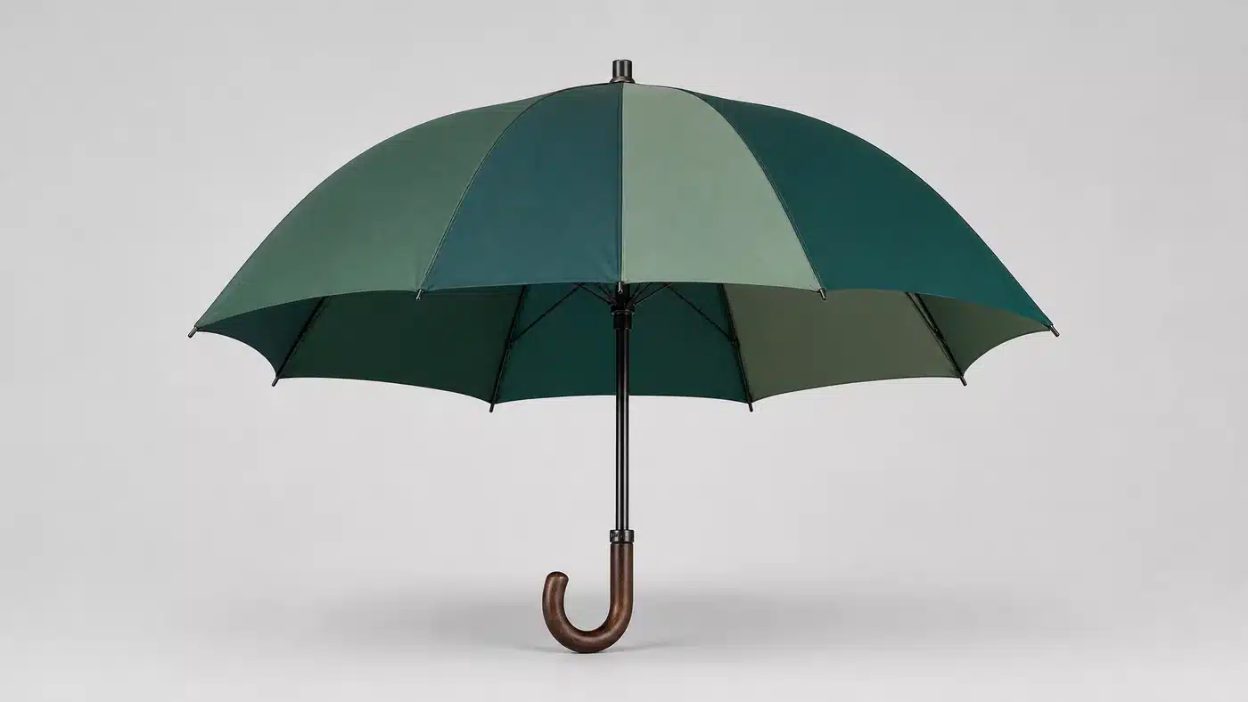Conceito de guarda-chuva verde alexandrita para o mercado dos Estados Unidos em 2026