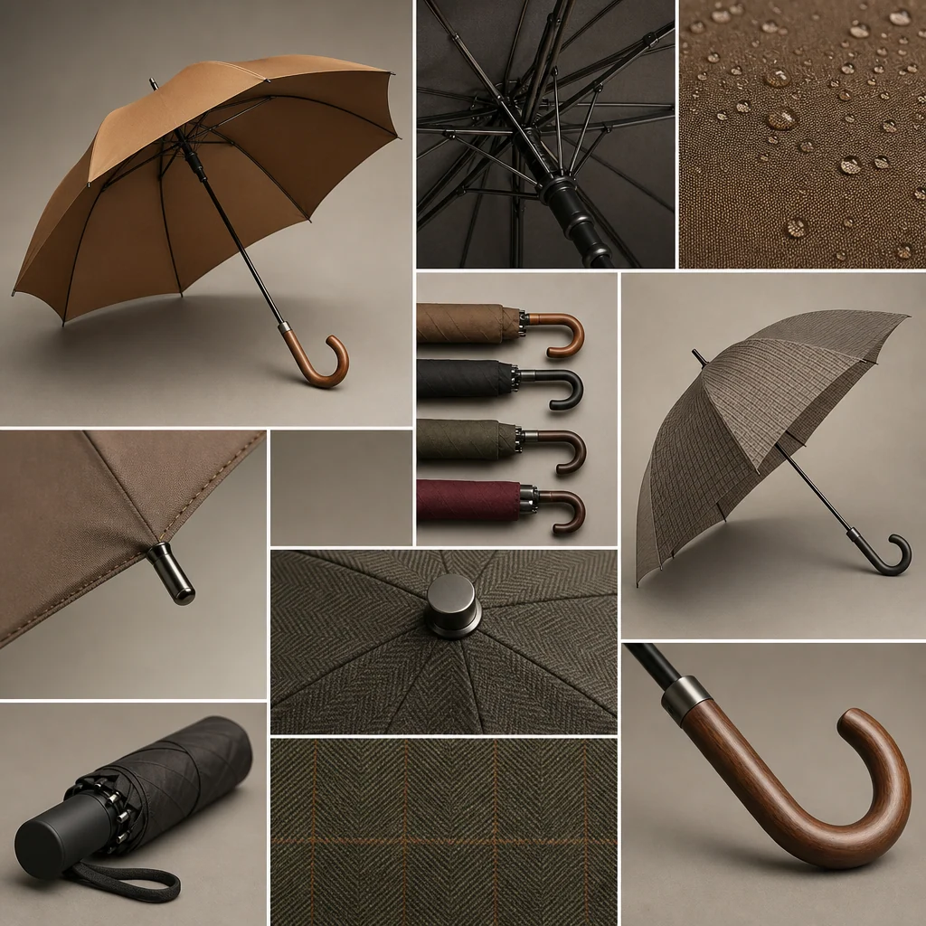 Warm Tailored City trend visual for Spain 2026 Autumn/Winter umbrella design