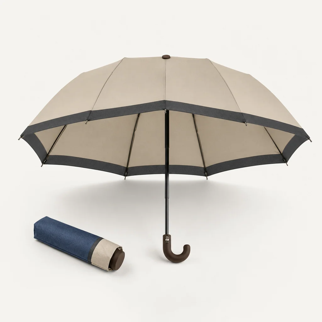 Wearable Runway Neutrals folding umbrella concept for India 2026 Autumn/Winter
