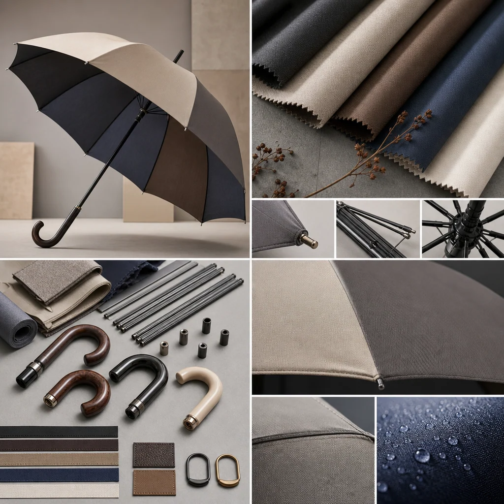 Wearable Runway Neutrals trend visual for India 2026 Autumn/Winter umbrella design