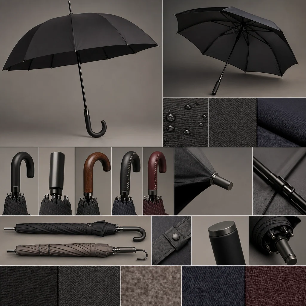 Wooyoungmi Menswear Tailoring trend visual for South Korea 2026 Autumn/Winter umbrella design