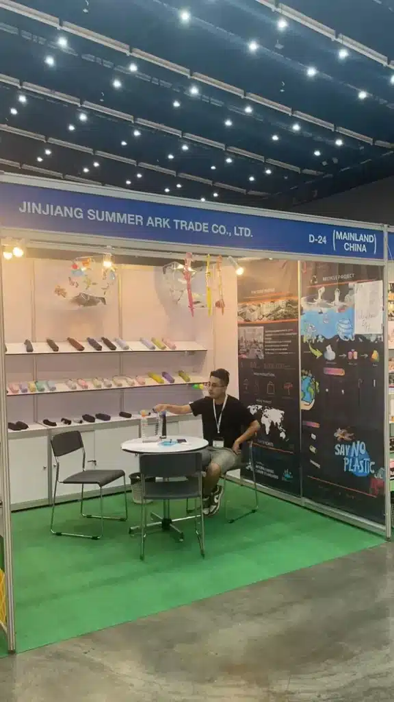 Ark Umbrella trade show display for UK promotional umbrella buyers