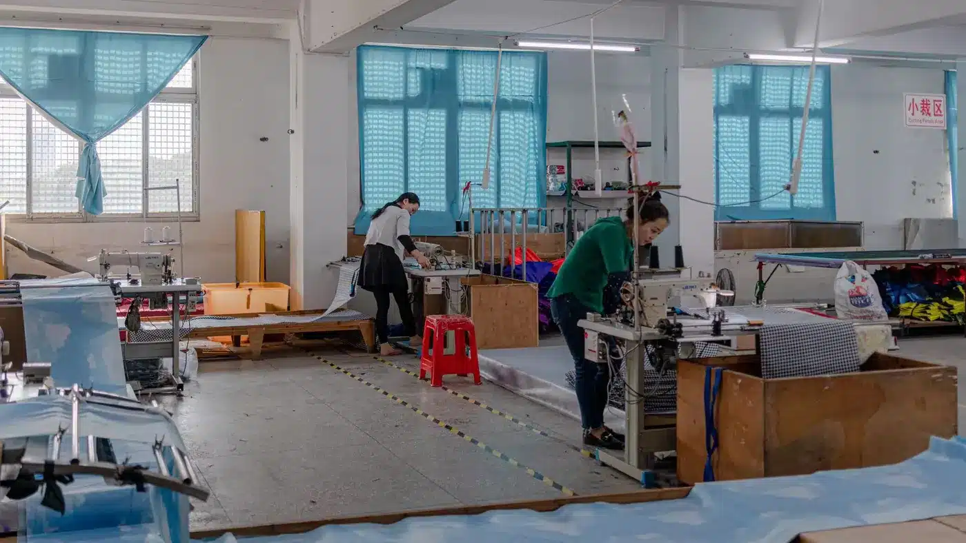 Cutting and sewing workshop for private label umbrellas