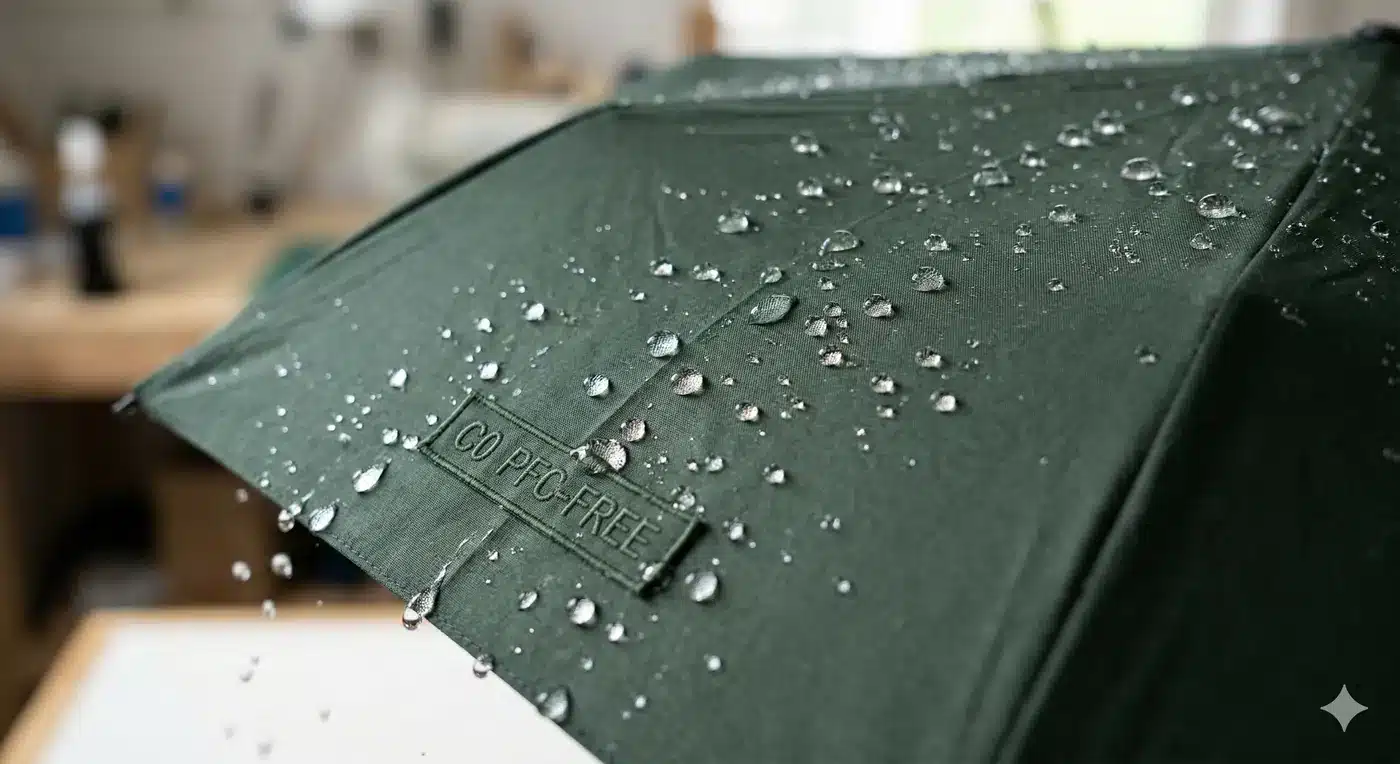 close-up of recycled RPET umbrella canopy fabric