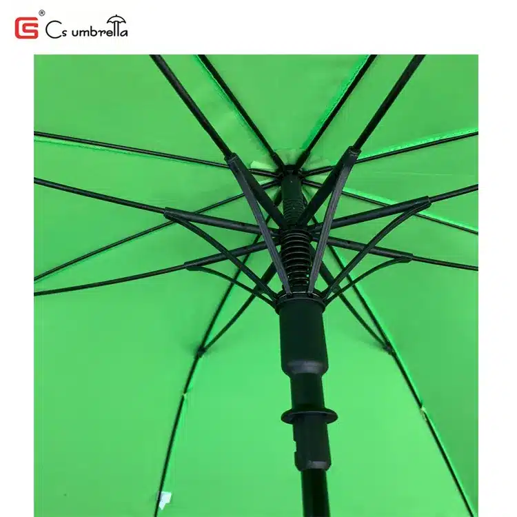 detail of the frame and handle of an advertising umbrella