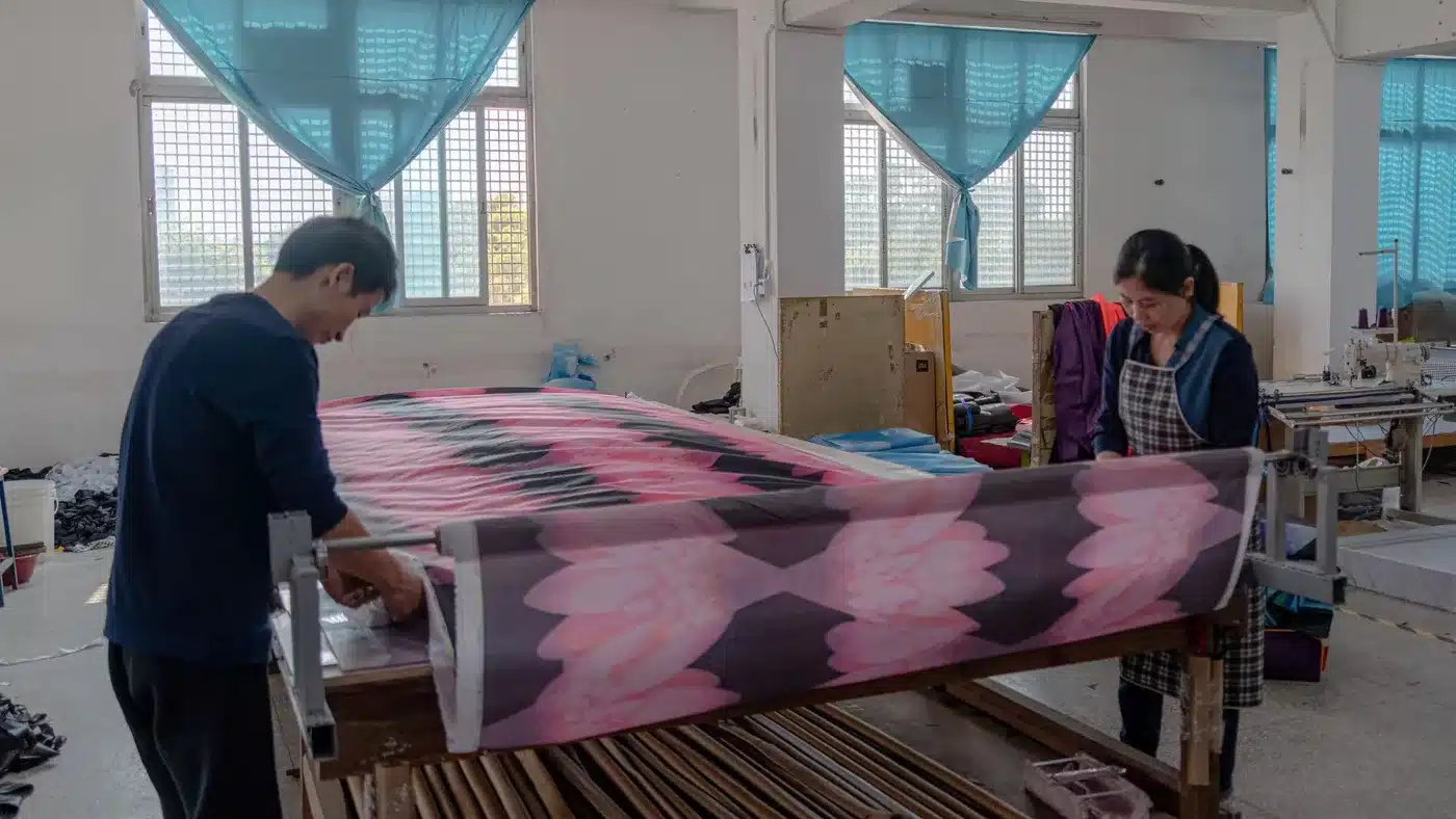 Ark Umbrella fabric printing workshop for custom canopy production