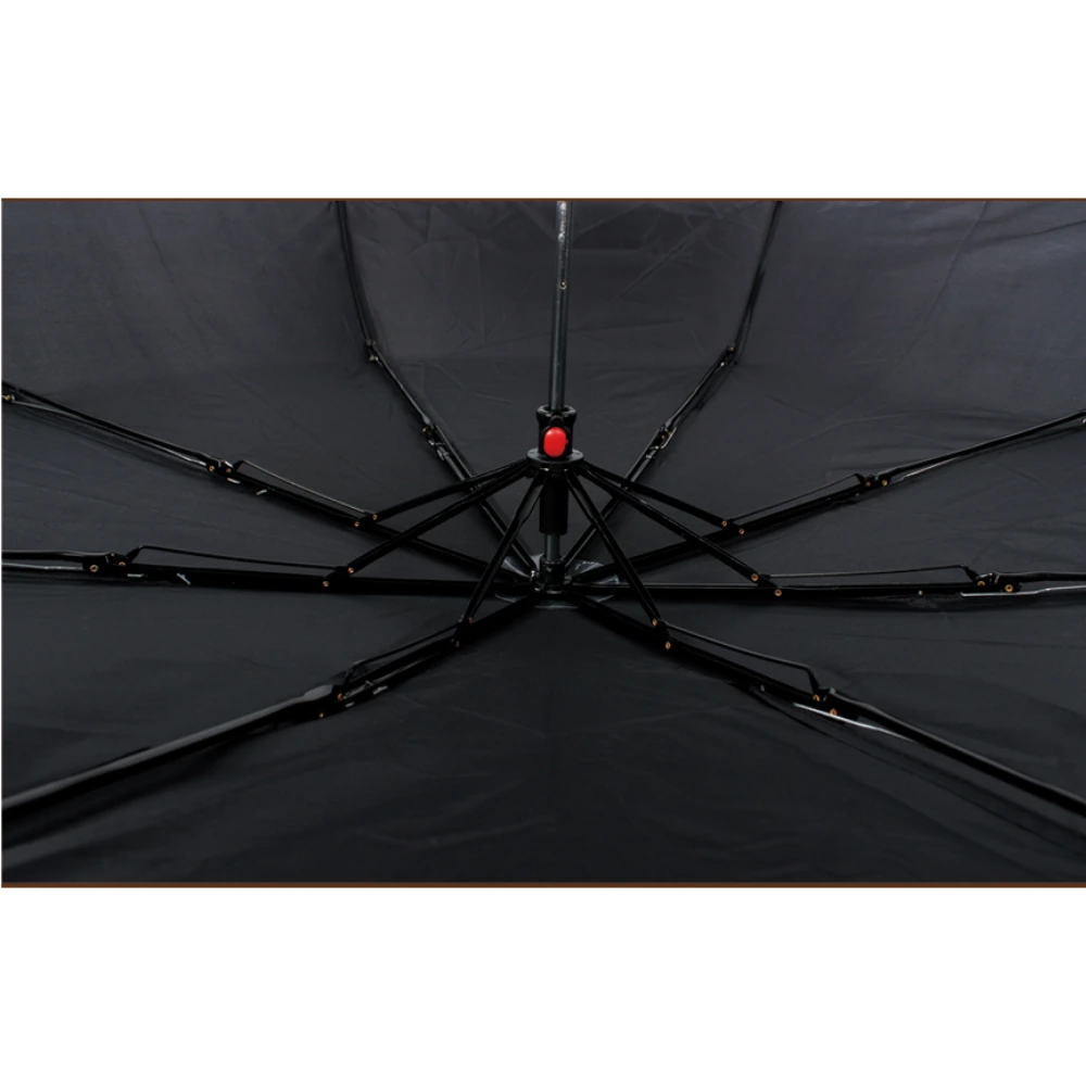 Folding umbrella ribs and central runner close-up
