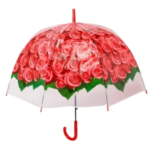 23 Zoll Automatik-Öffnungs-Blumen-Transparenter POE-Regenschirm 8007 Produktfoto für OEM-Großhändler