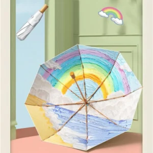 21 Inch Inside Print Windproof Folding Umbrella 9331 portable umbrella product photo for OEM wholesale buyers